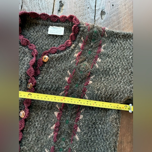 Vintage Ecuador Handmade 100% Wool Oversized Cardigan Sweater, Grey, SISANDINA - Picture 13 of 16